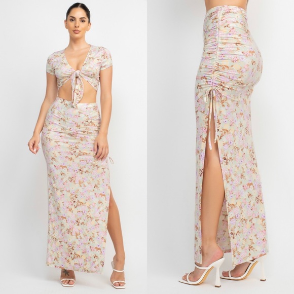 Two piece floral print set in Sage - Picture 2 of 5